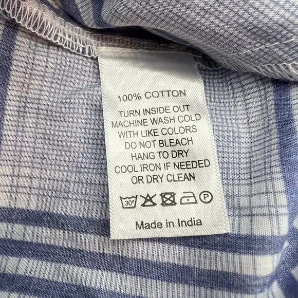 Never A Wallflower Elastic Sleeve Dress Navy Blue Plaid Printed Cotton Mini - Picture 5 of 8